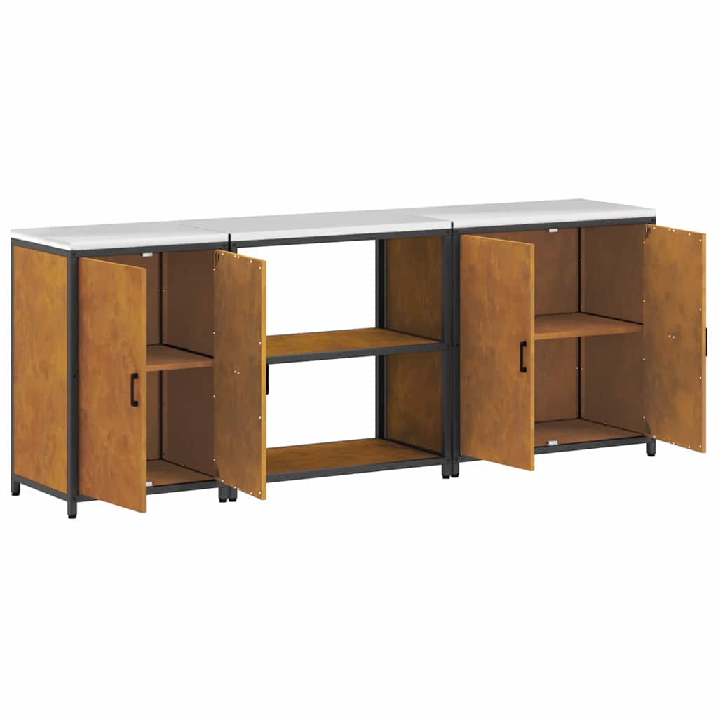 Conjunto de Armazenamento de Cozinha 3 pcs Ferro Enferrujado