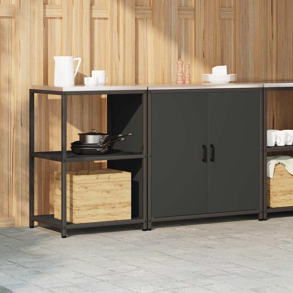 Conjunto de Armazenamento de Cozinha com prateleira 2 pcs Preto
