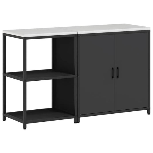 Conjunto de Armazenamento de Cozinha com prateleira 2 pcs Preto