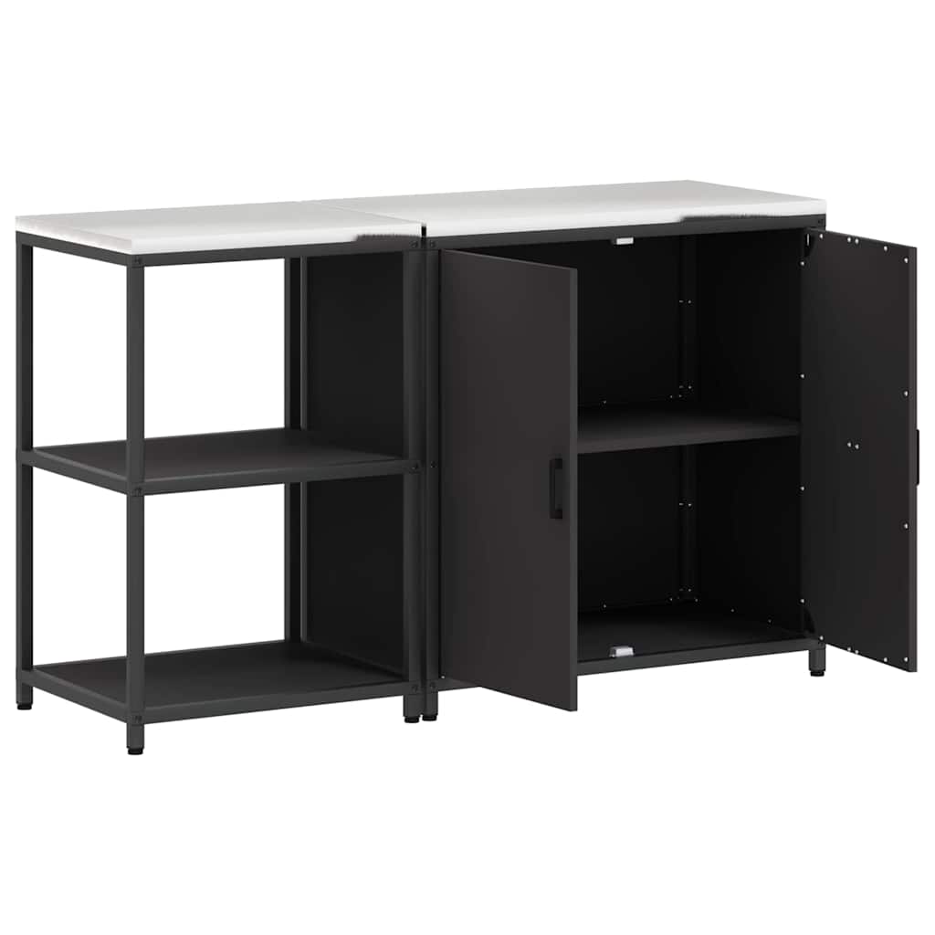 Conjunto de Armazenamento de Cozinha com prateleira 2 pcs Preto