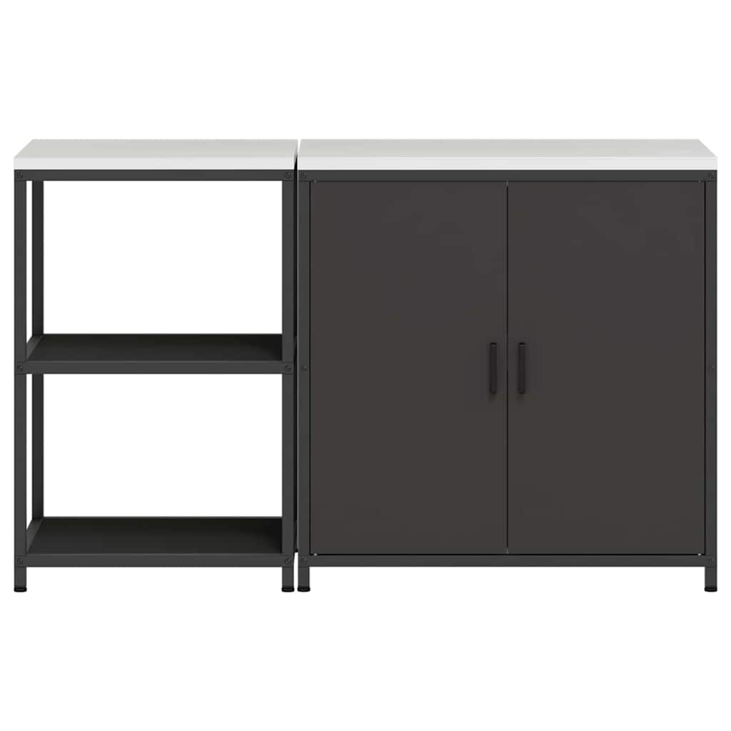 Conjunto de Armazenamento de Cozinha com prateleira 2 pcs Preto