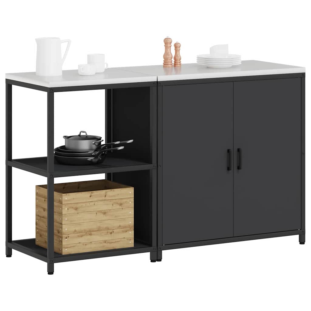 Conjunto de Armazenamento de Cozinha com prateleira 2 pcs Preto