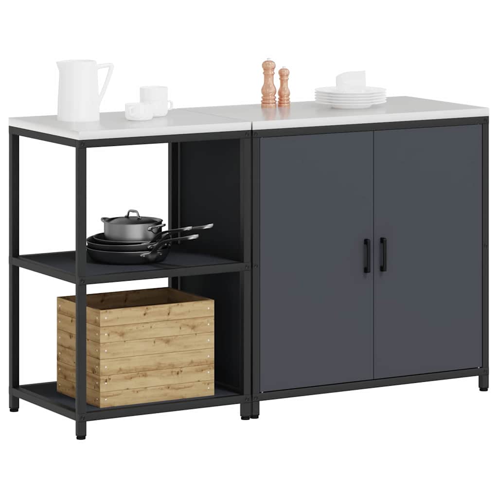 Conjunto de Armazenamento de Cozinha com porta 2 pcs Antracite