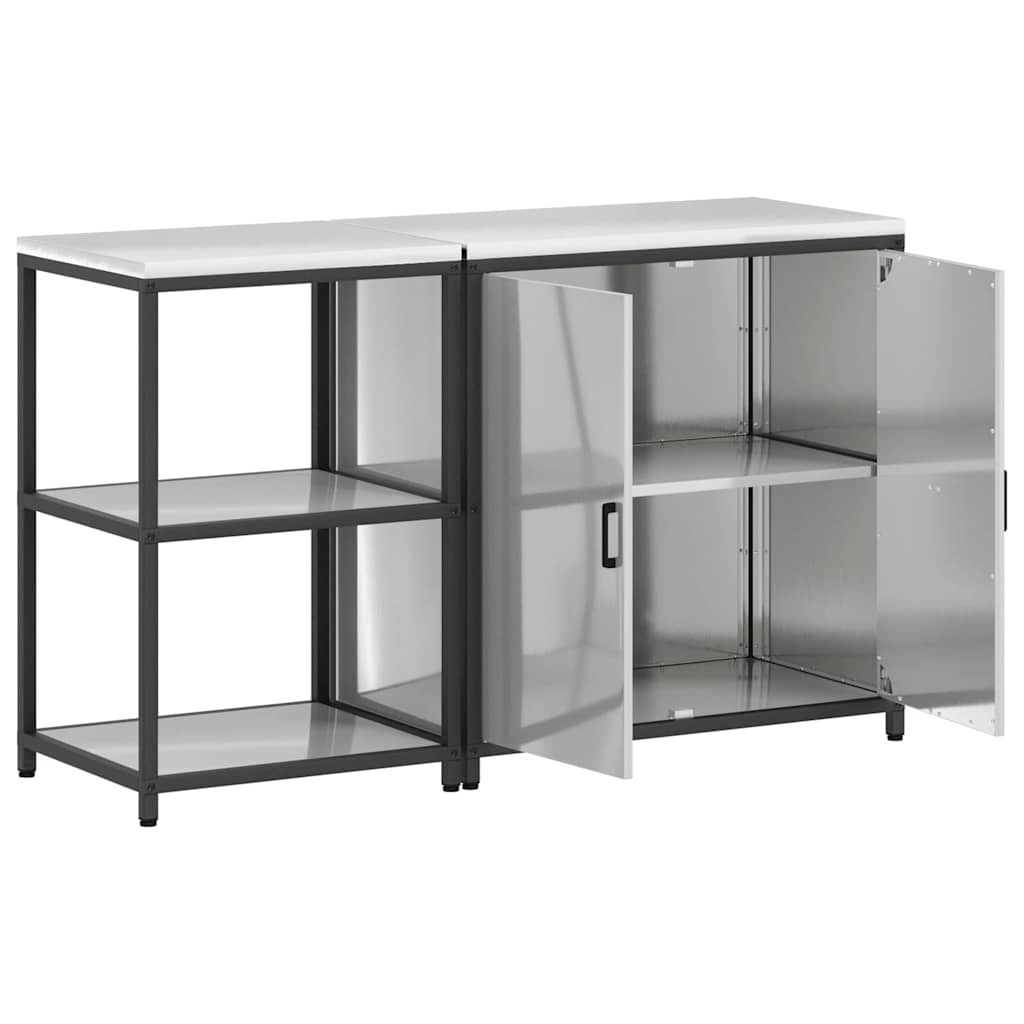 Conjunto de Armazenamento de Cozinha com prateleira 2 pcs Prata