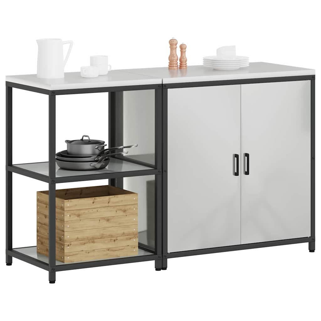 Conjunto de Armazenamento de Cozinha com prateleira 2 pcs Prata