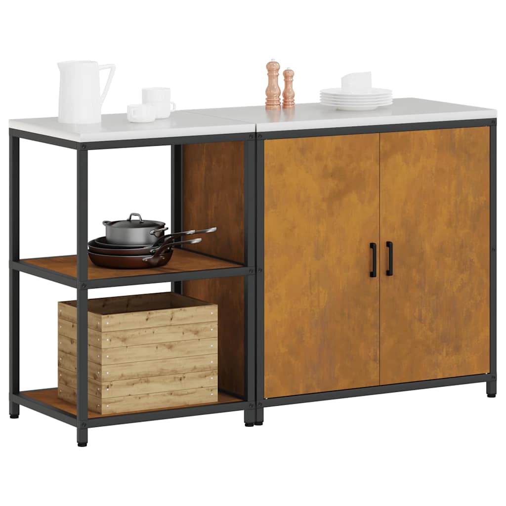 Conjunto de Armazenamento de Cozinha 2 pcs Ferro Enferrujado