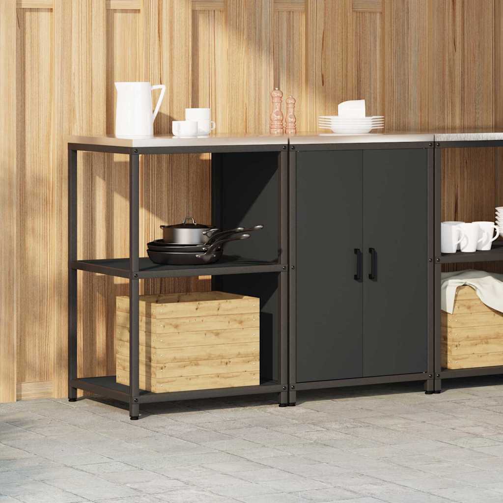 Conjunto de Armazenamento de Cozinha com prateleira 2 pcs Preto