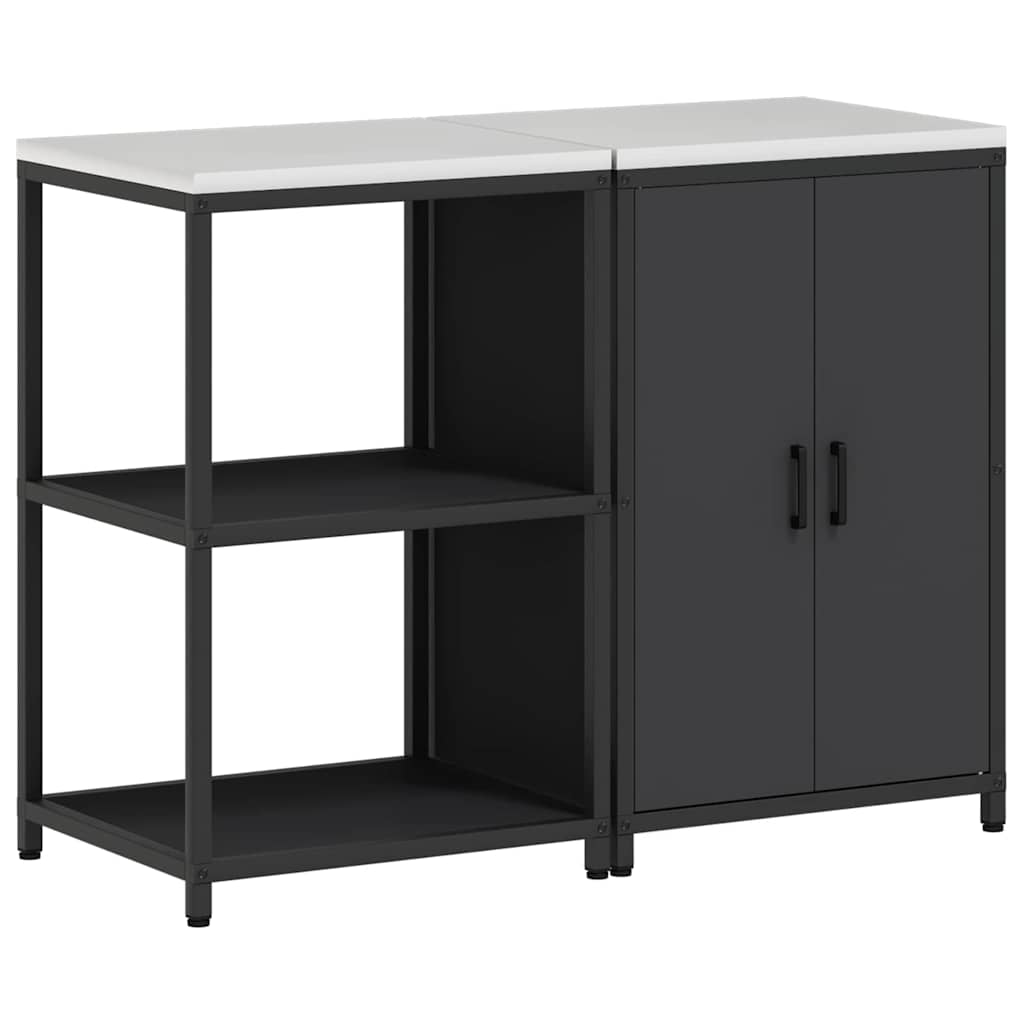 Conjunto de Armazenamento de Cozinha com prateleira 2 pcs Preto