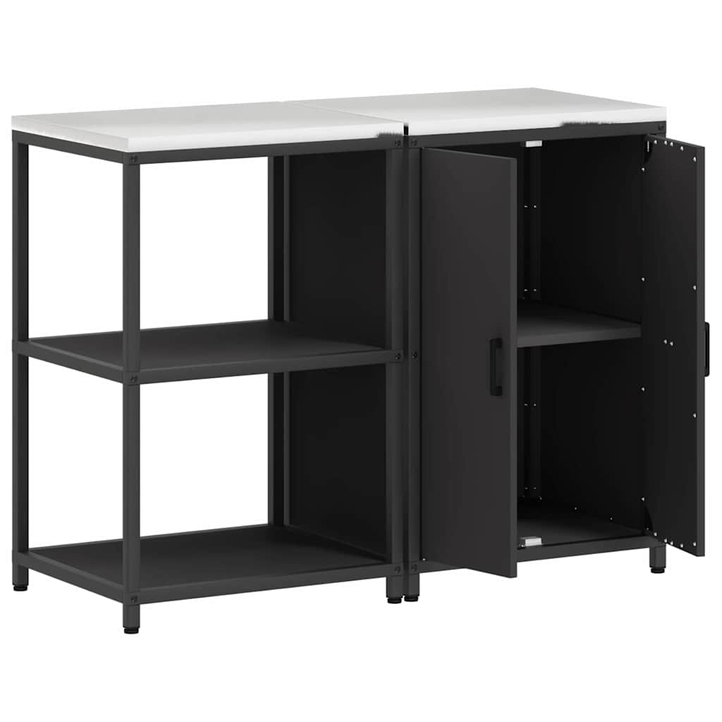 Conjunto de Armazenamento de Cozinha com prateleira 2 pcs Preto