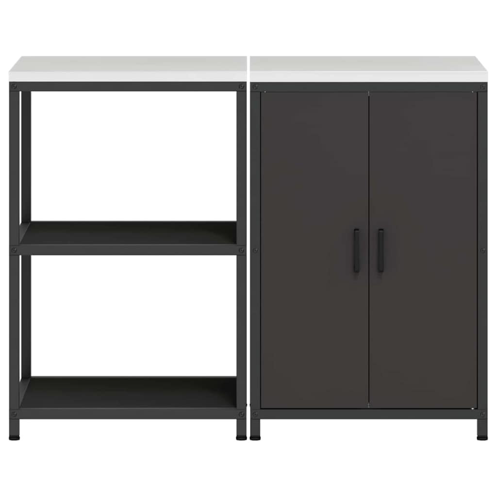 Conjunto de Armazenamento de Cozinha com prateleira 2 pcs Preto