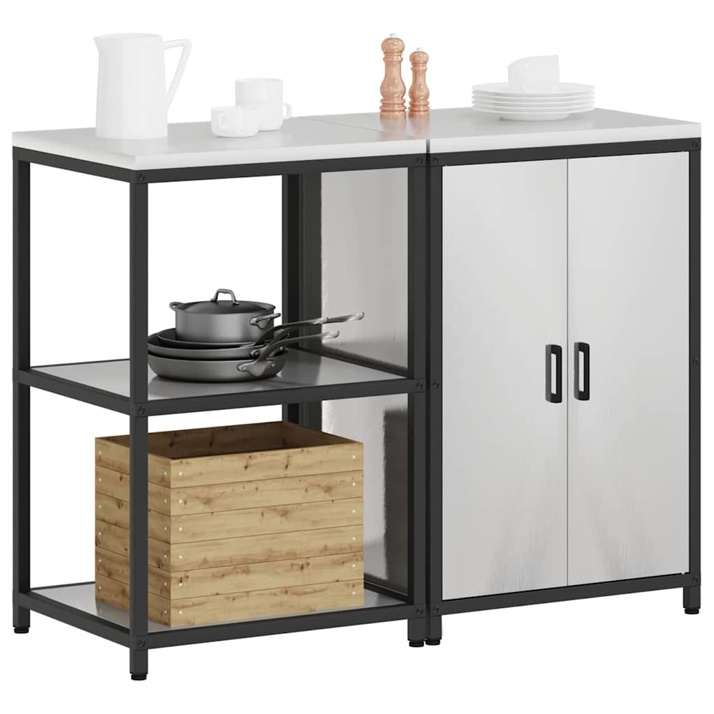 Conjunto de Armazenamento de Cozinha 2 pcs Prata Aço inoxidável