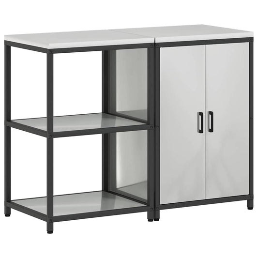 Conjunto de Armazenamento de Cozinha com porta 2 pcs Prateado