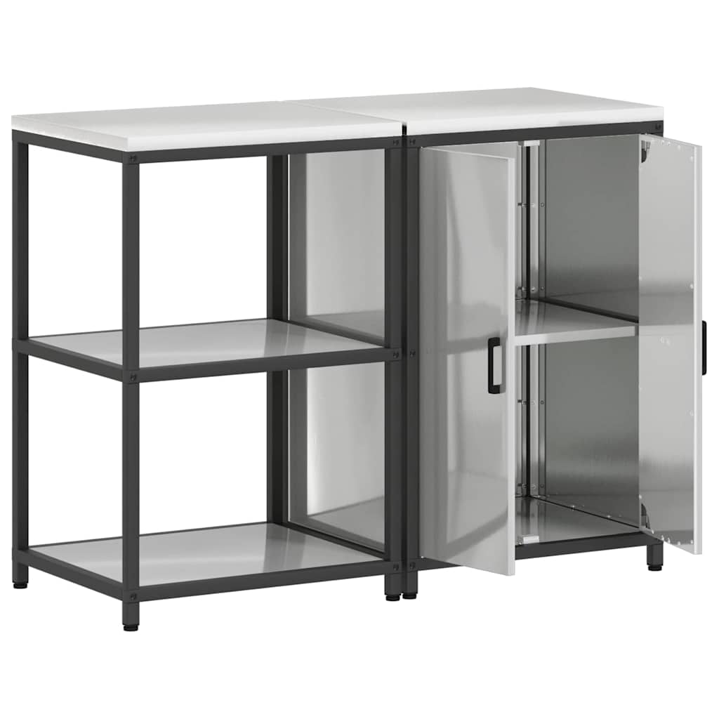 Conjunto de Armazenamento de Cozinha com prateleira 2 pcs Prata