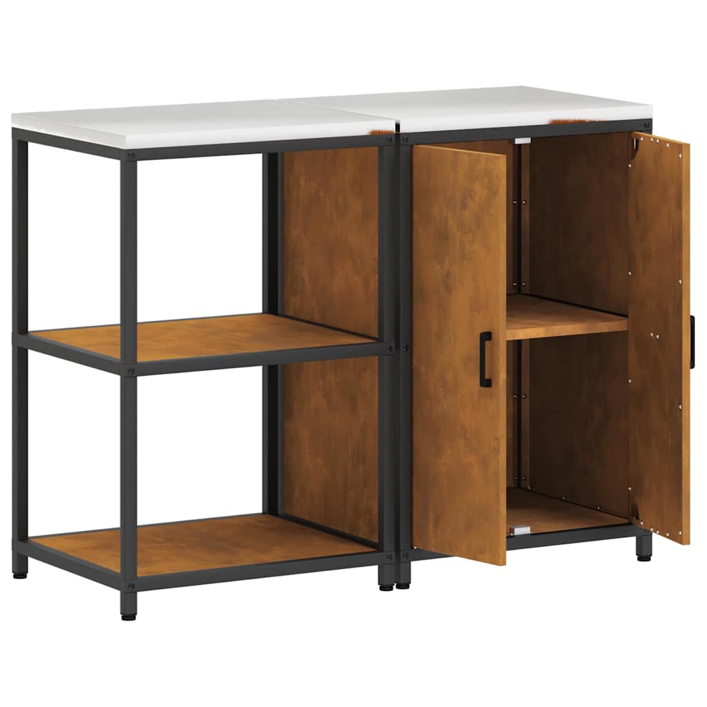 Conjunto de Armazenamento de Cozinha 2 pcs Ferro Enferrujado