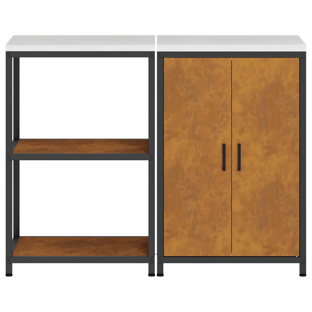 Conjunto de Armazenamento de Cozinha 2 pcs Ferro Enferrujado