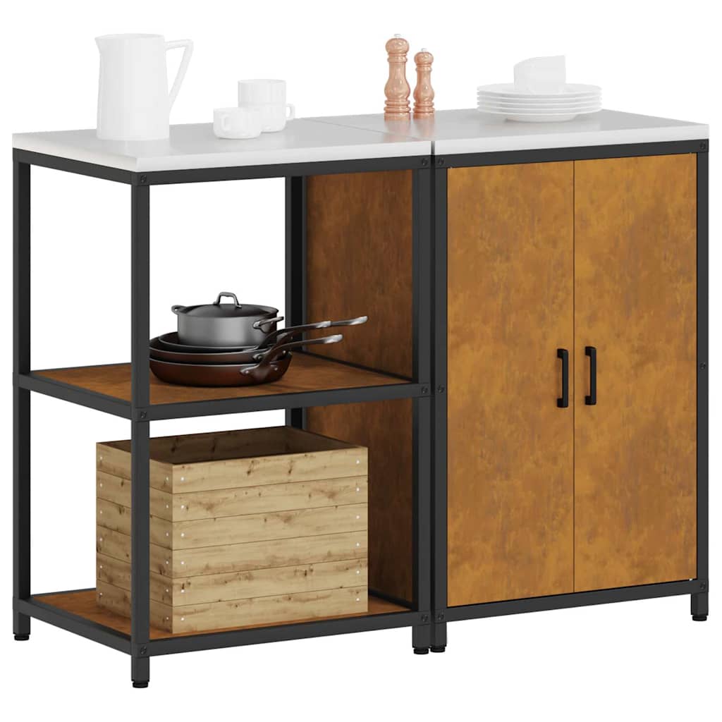 Conjunto de Armazenamento de Cozinha 2 pcs Ferro Enferrujado