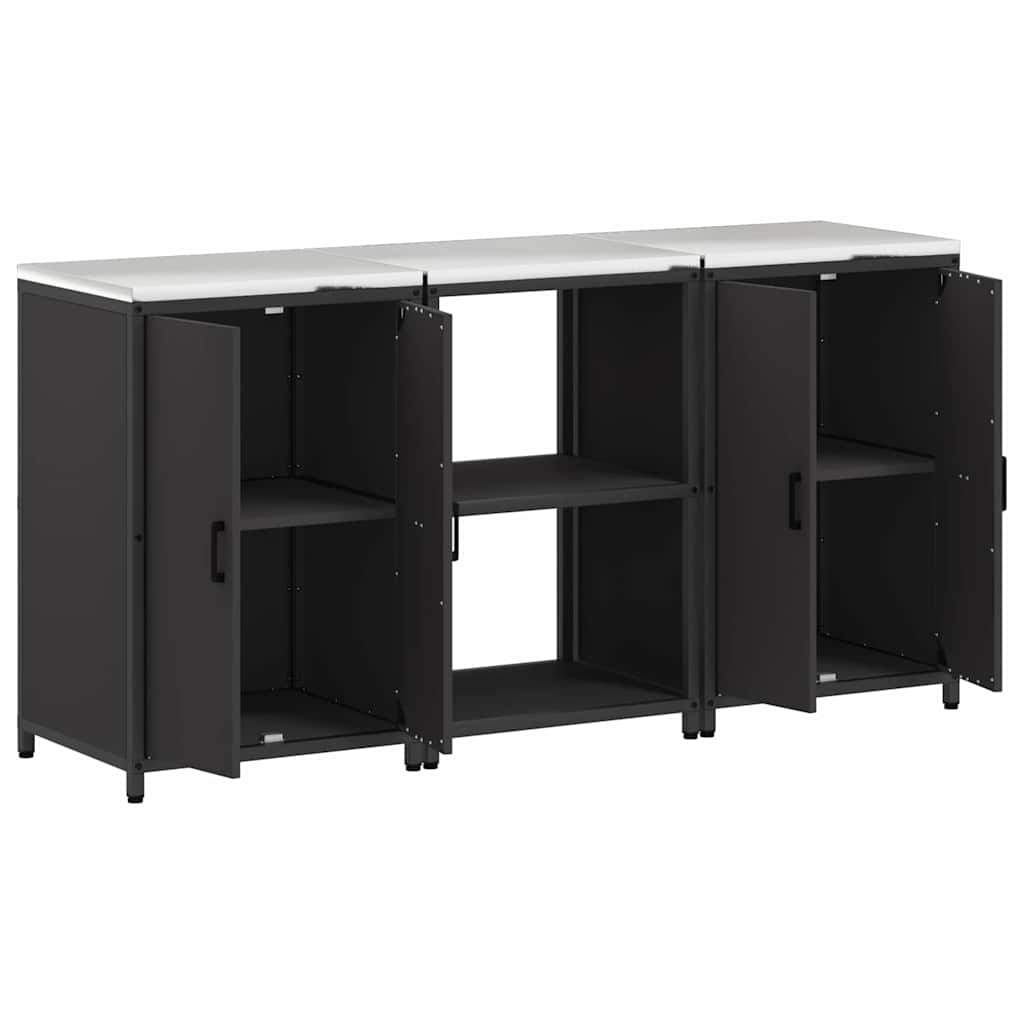 Conjunto de Armazenamento de Cozinha com prateleira 3 pcs Preto