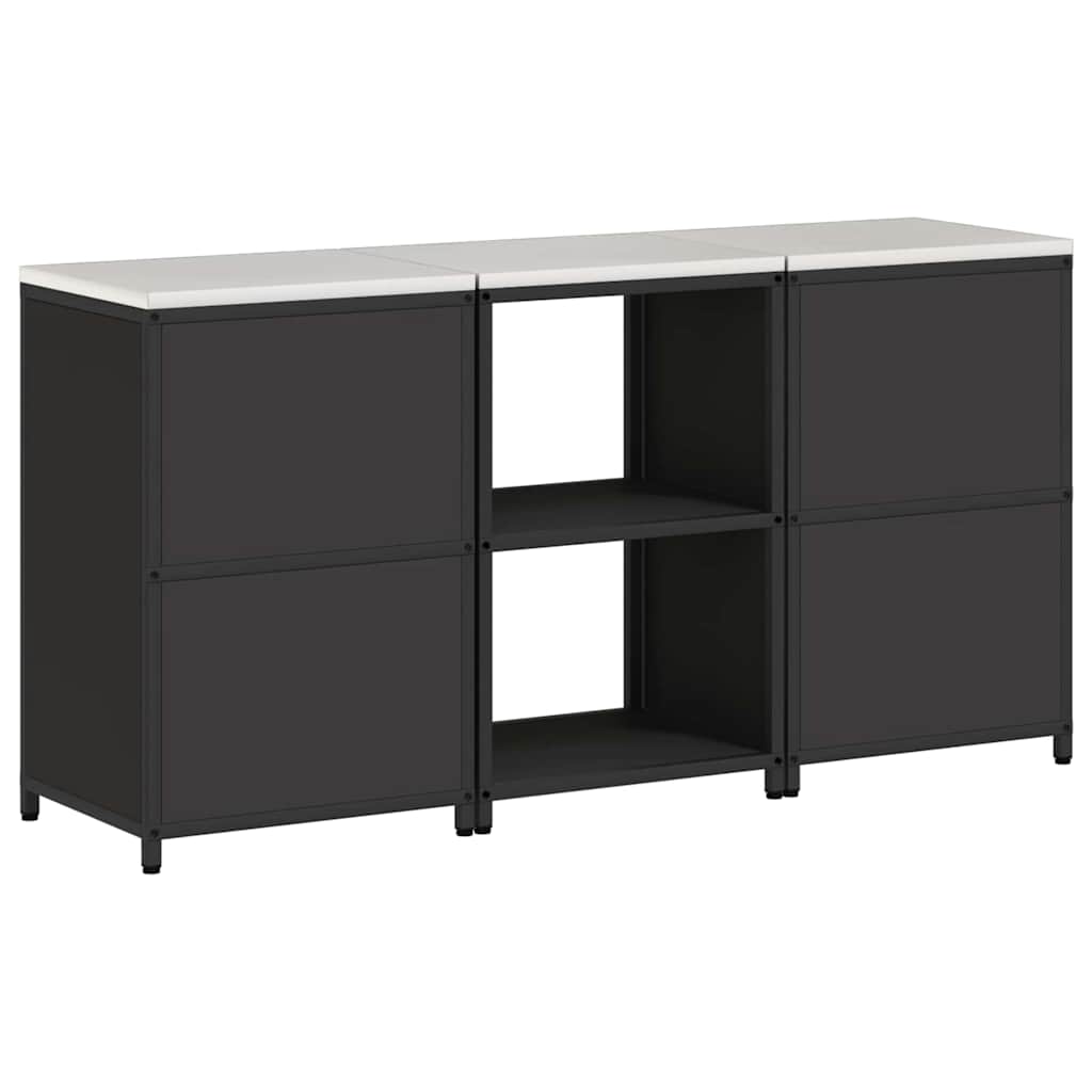 Conjunto de Armazenamento de Cozinha com prateleira 3 pcs Preto