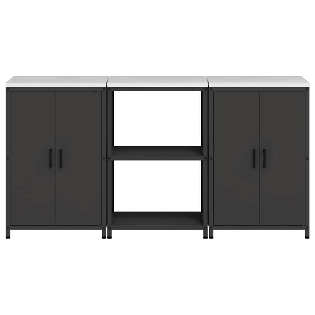Conjunto de Armazenamento de Cozinha com prateleira 3 pcs Preto