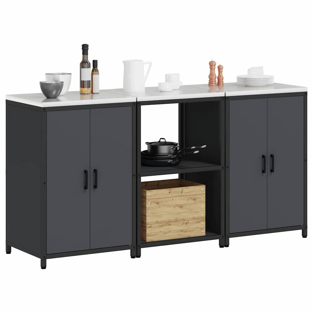 Conjunto de Armazenamento de Cozinha 3 pcs Cinzento-escuro