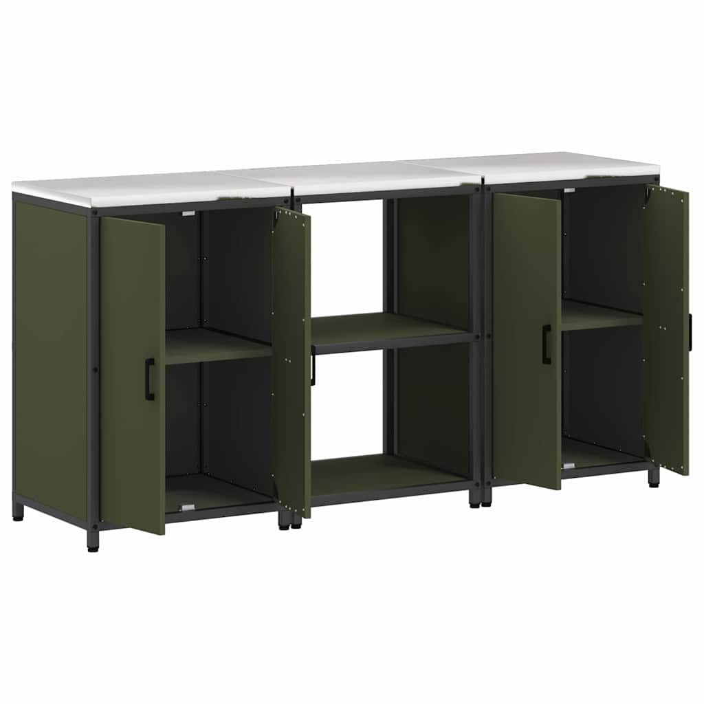 Conjunto de Armazenamento de Cozinha 3 pcs Verde Oliva