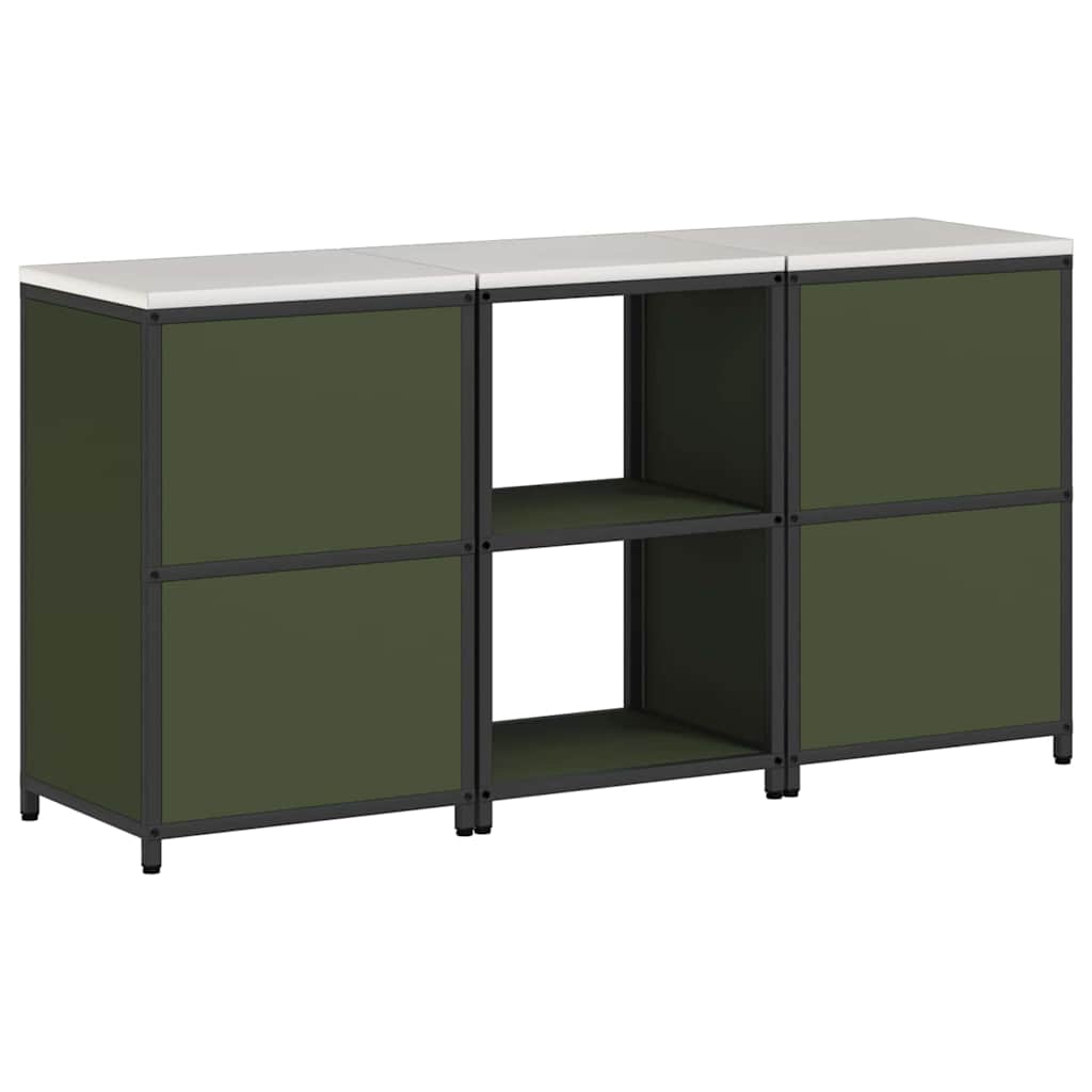Conjunto de Armazenamento de Cozinha 3 pcs Verde Oliva