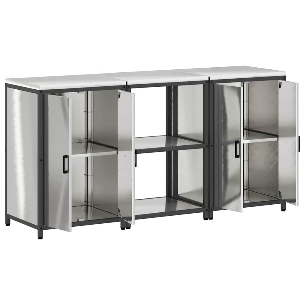 Conjunto de Armazenamento de Cozinha com prateleira 3 pcs Prata