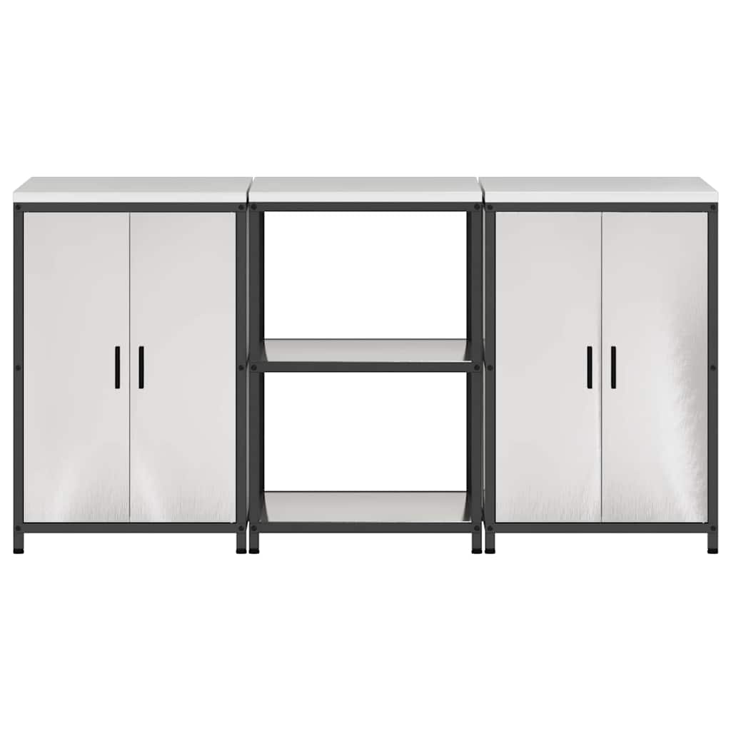 Conjunto de Armazenamento de Cozinha com prateleira 3 pcs Prata