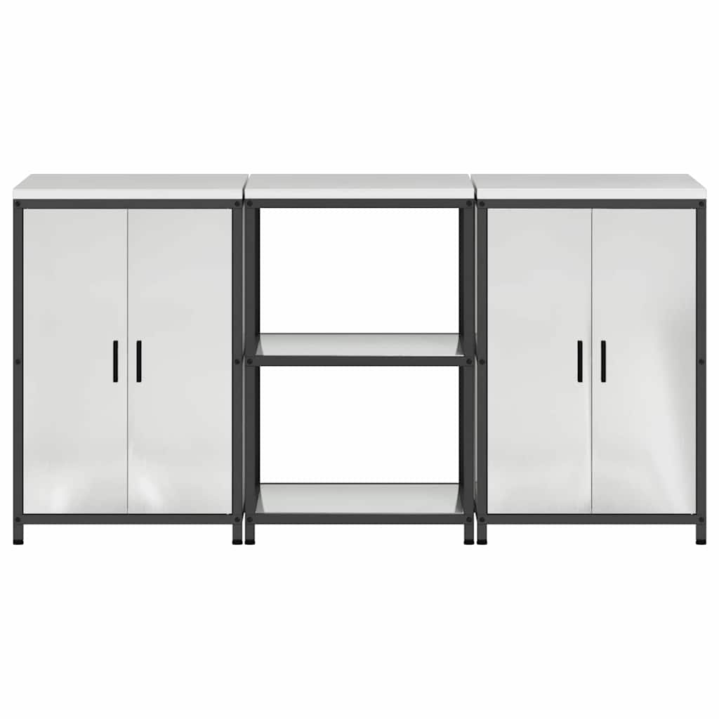Conjunto de Armazenamento de Cozinha com prateleira 3 pcs Prata