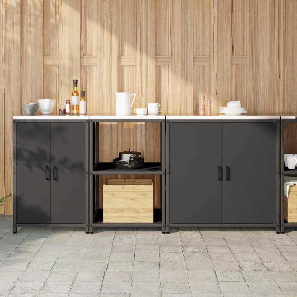 Conjunto de Armazenamento de Cozinha com prateleira 3 pcs Preto