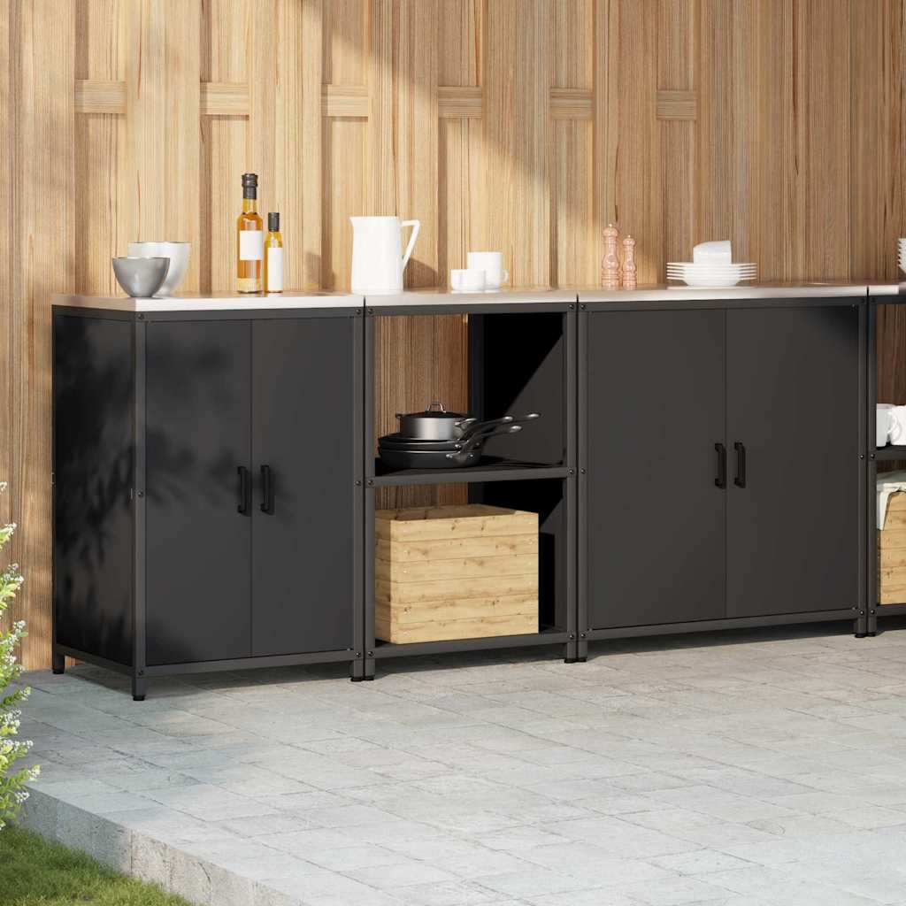 Conjunto de Armazenamento de Cozinha com prateleira 3 pcs Preto