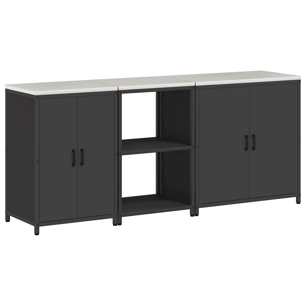 Conjunto de Armazenamento de Cozinha com prateleira 3 pcs Preto