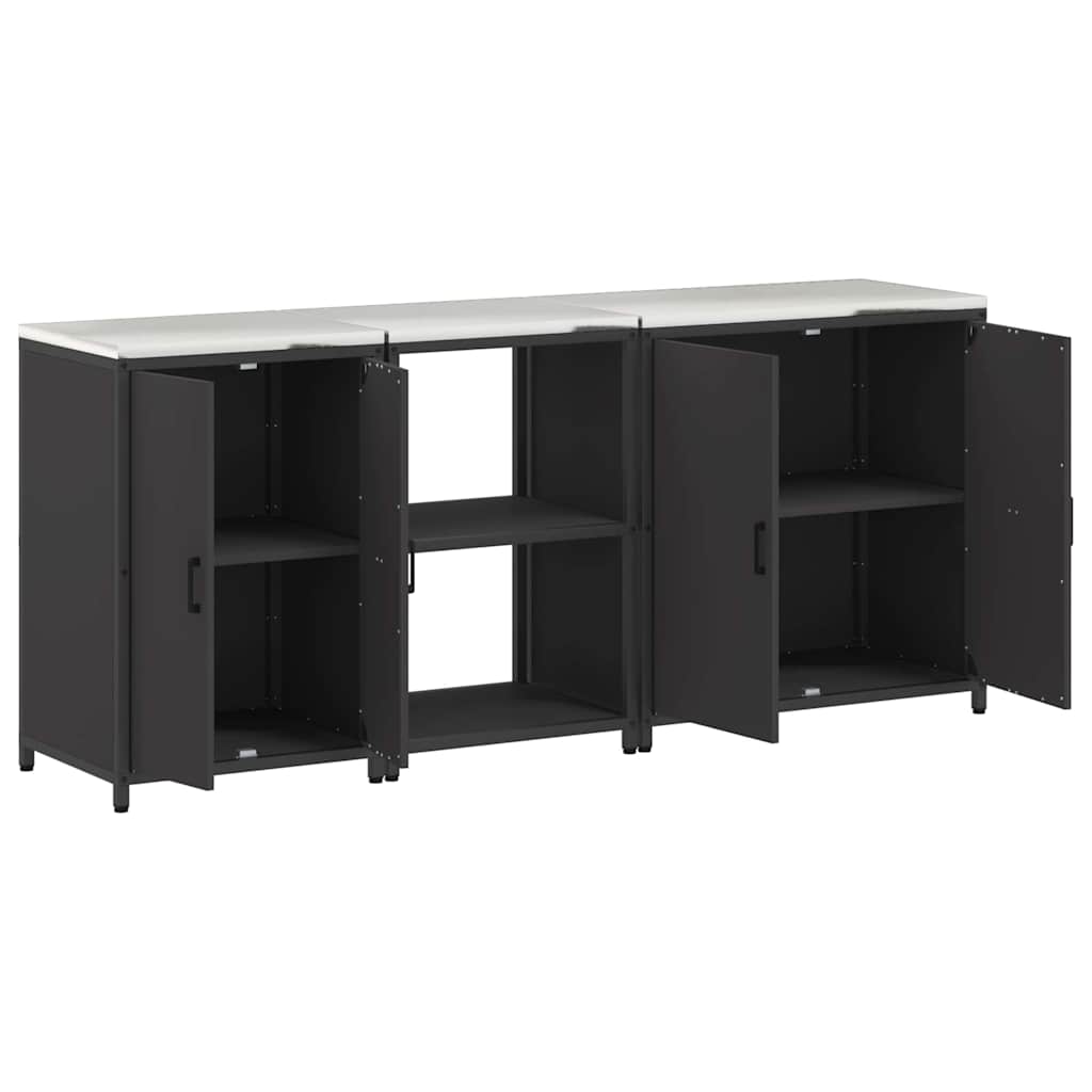 Conjunto de Armazenamento de Cozinha com prateleira 3 pcs Preto