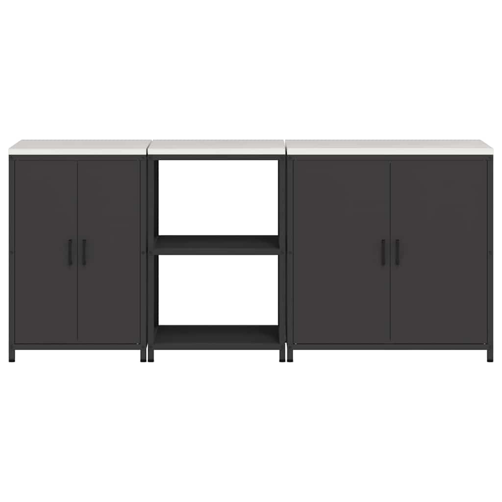Conjunto de Armazenamento de Cozinha com prateleira 3 pcs Preto