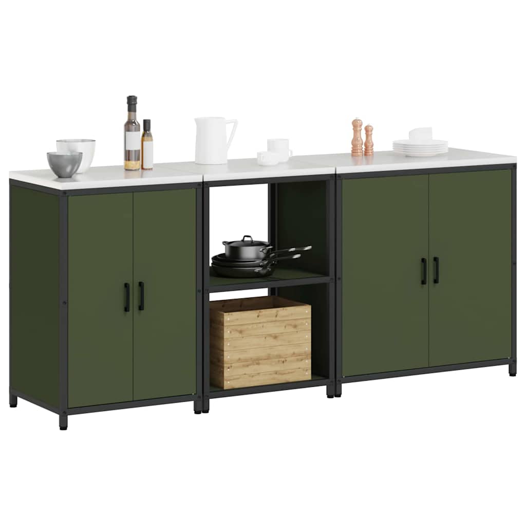 Conjunto de Armazenamento de Cozinha Outros 3 pcs Verde Oliva