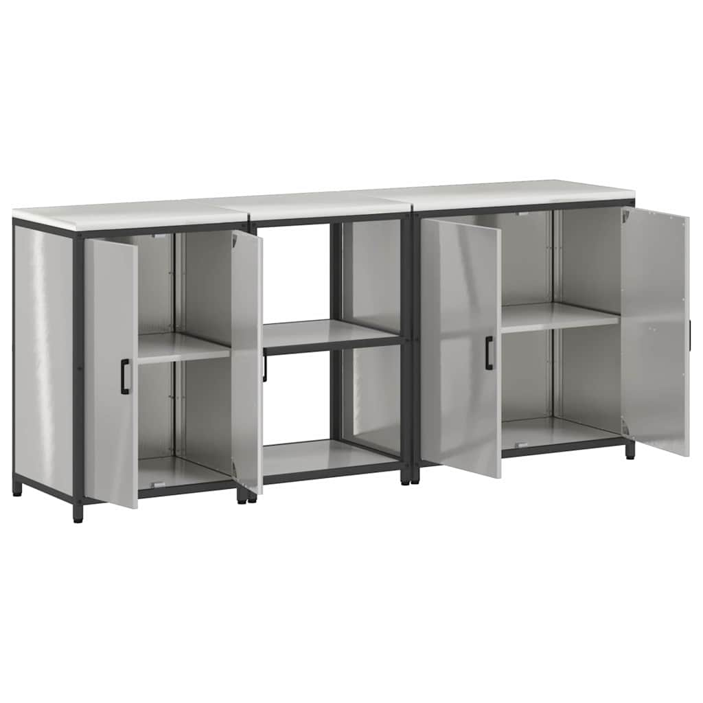 Conjunto de Armazenamento de Cozinha com prateleira 3 pcs Prata