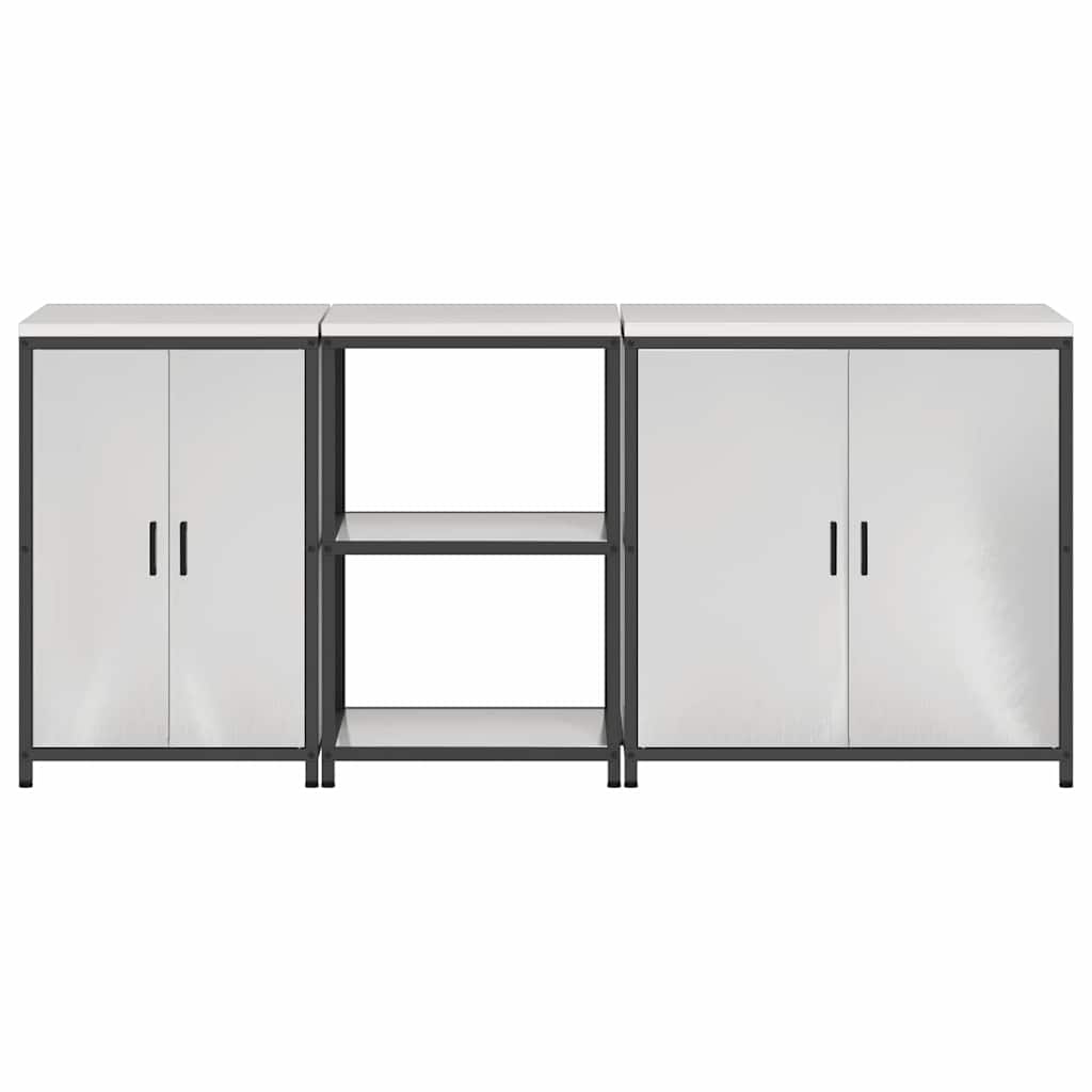 Conjunto de Armazenamento de Cozinha com prateleira 3 pcs Prata
