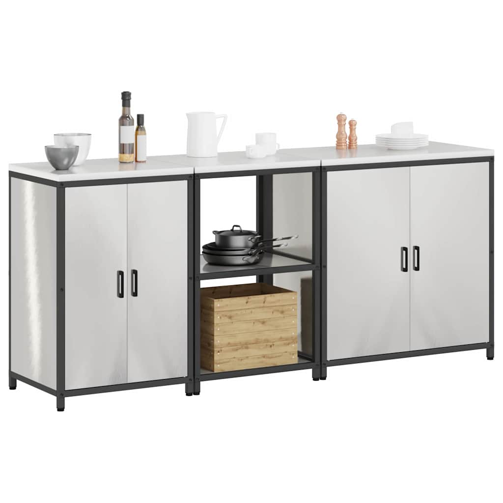 Conjunto de Armazenamento de Cozinha com prateleira 3 pcs Prata
