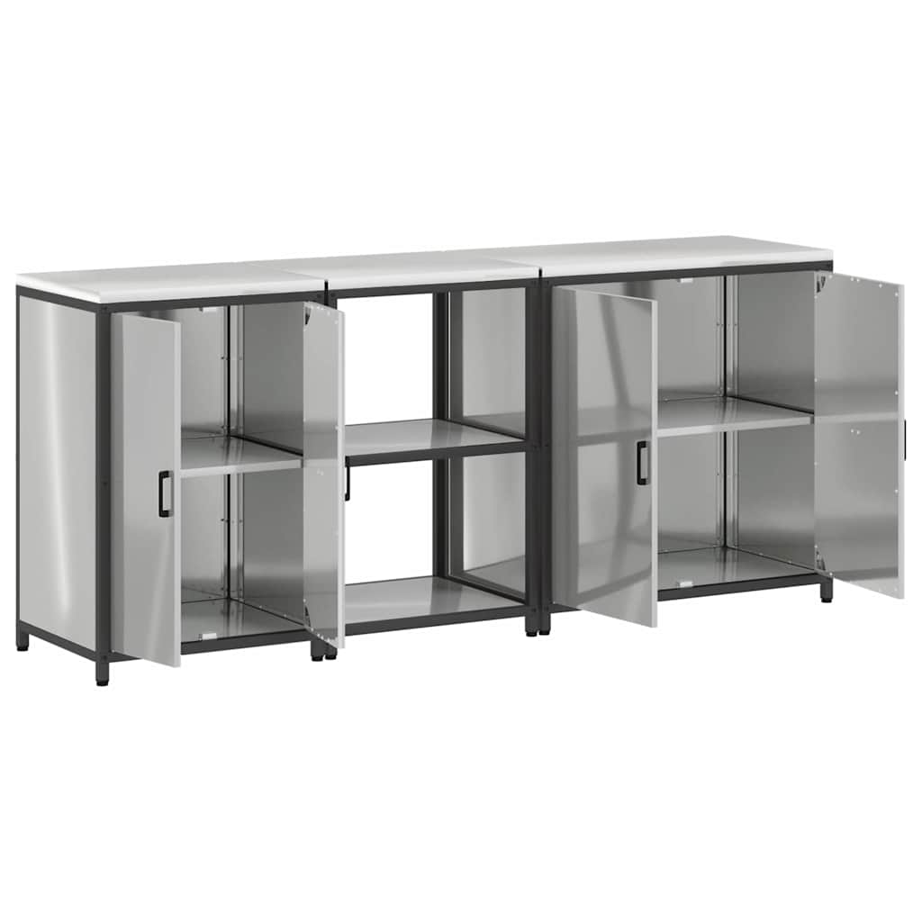 Conjunto de Armazenamento de Cozinha com prateleira 3 pcs Prata