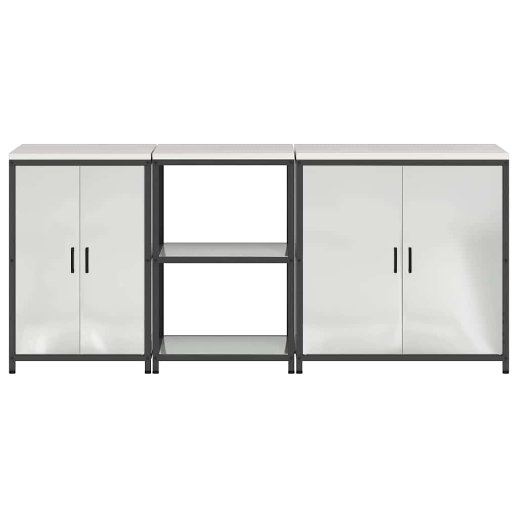 Conjunto de Armazenamento de Cozinha com prateleira 3 pcs Prata