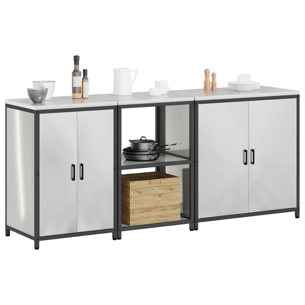 Conjunto de Armazenamento de Cozinha com prateleira 3 pcs Prata