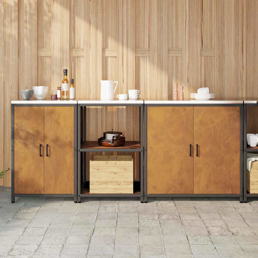 Conjunto de Armazenamento de Cozinha 3 pcs Ferro Enferrujado