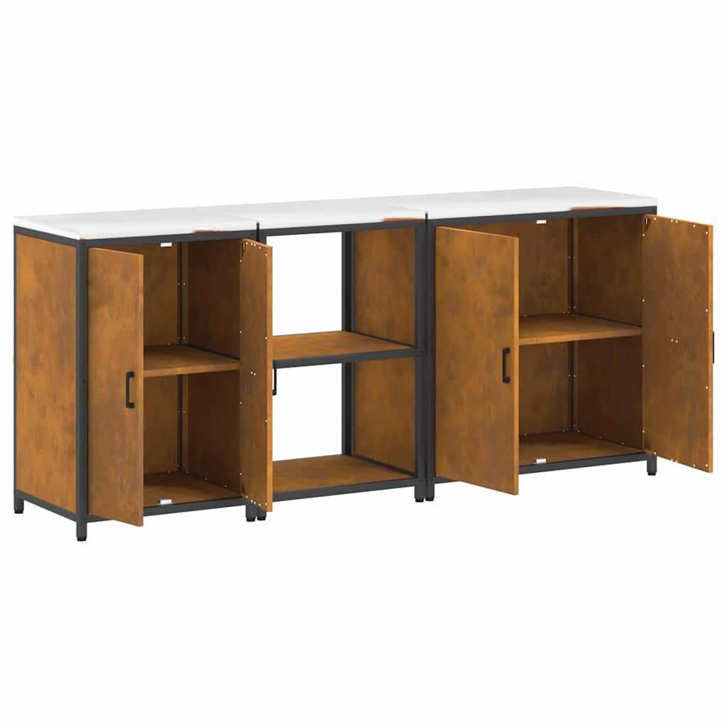 Conjunto de Armazenamento de Cozinha 3 pcs Ferro Enferrujado