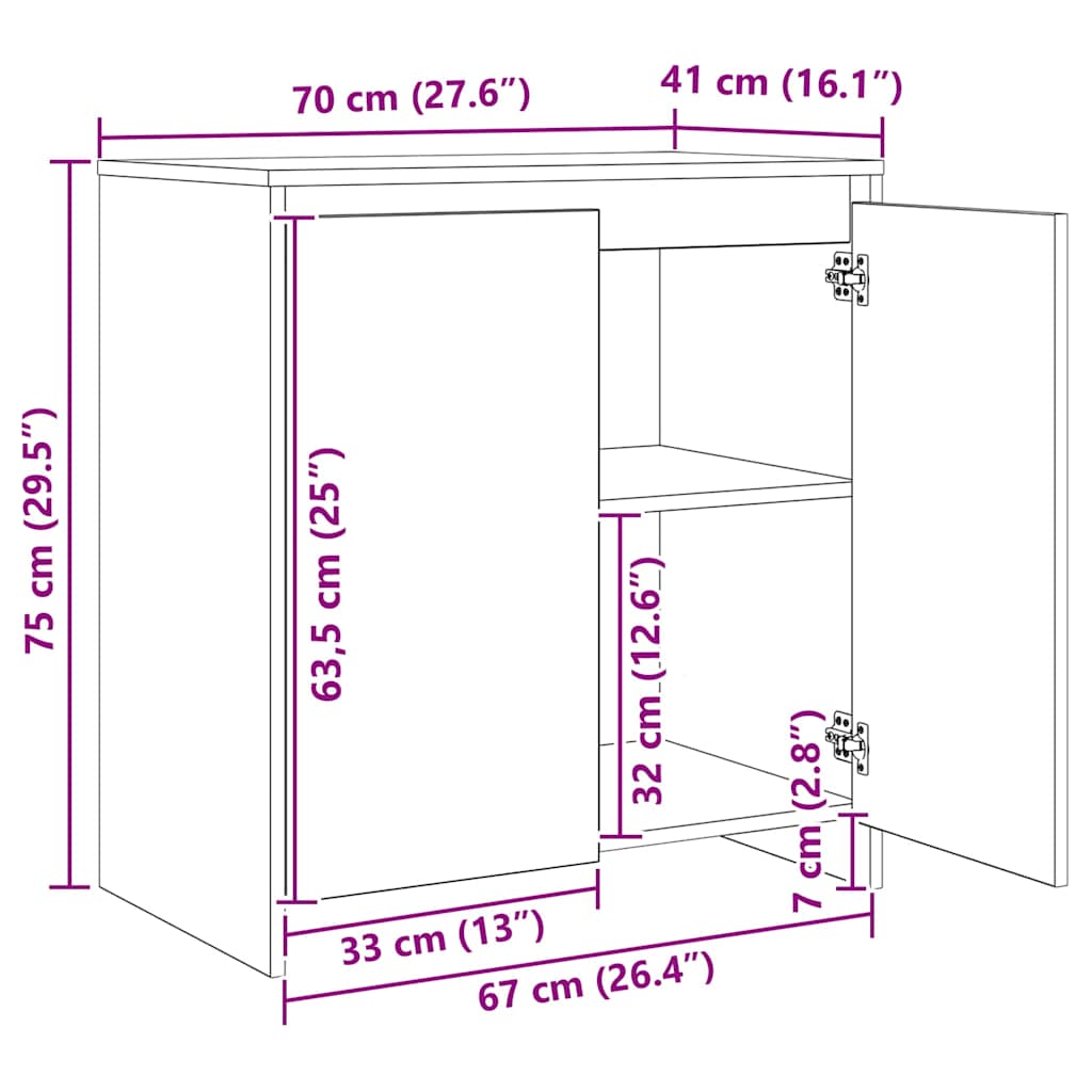 Buffet 3 pcs Madeira antiga 70 x 41 x 75 cm Madeira processada