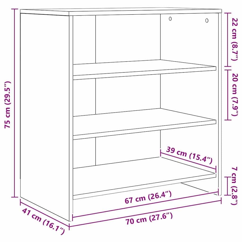 Buffet 2 pcs Carvalho Artesanal 70 x 41 x 75 cm