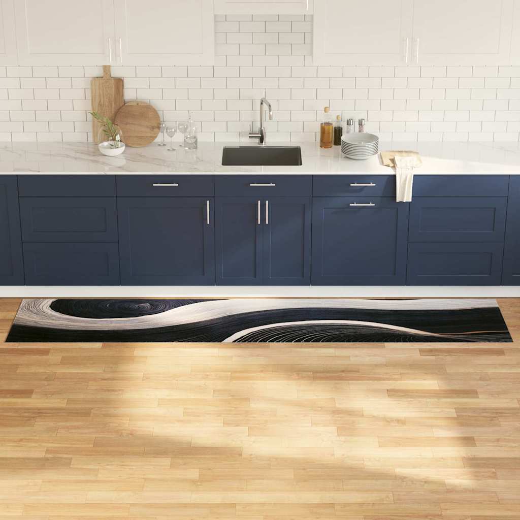 Tapete de Cozinha Art Deco Preto 300 x 60 cm Veludo