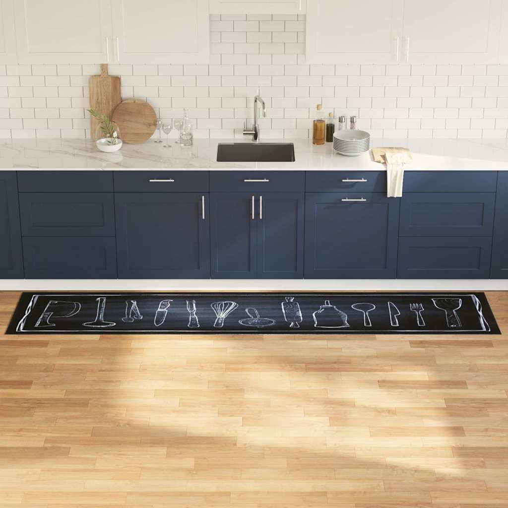 Tapete de Cozinha Toile Preto 300 x 60 cm Veludo