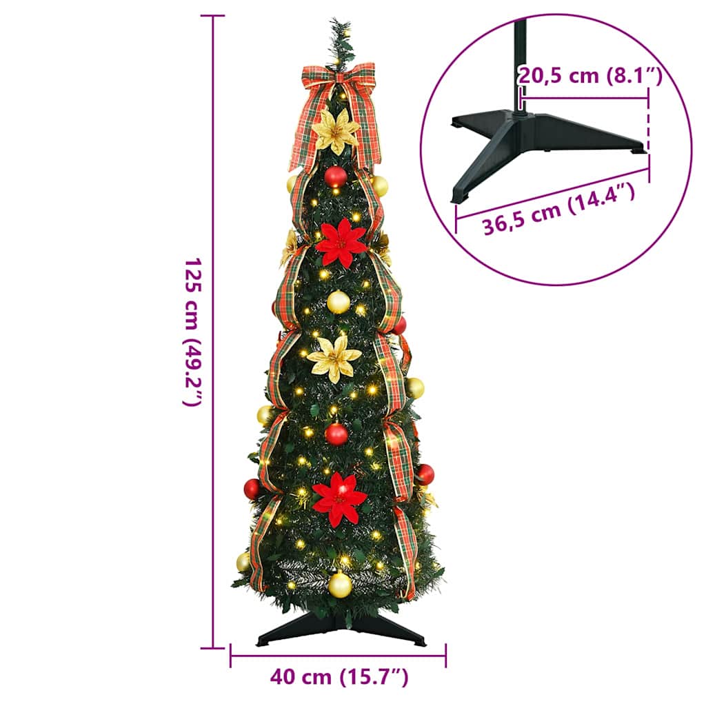 Árvore de Natal Artificial com 50 LEDs Verde 125 cm PVC