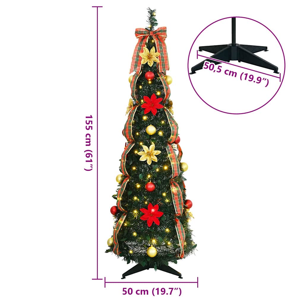 Árvore de Natal Artificial com 100 LEDs Verde 155 cm PVC
