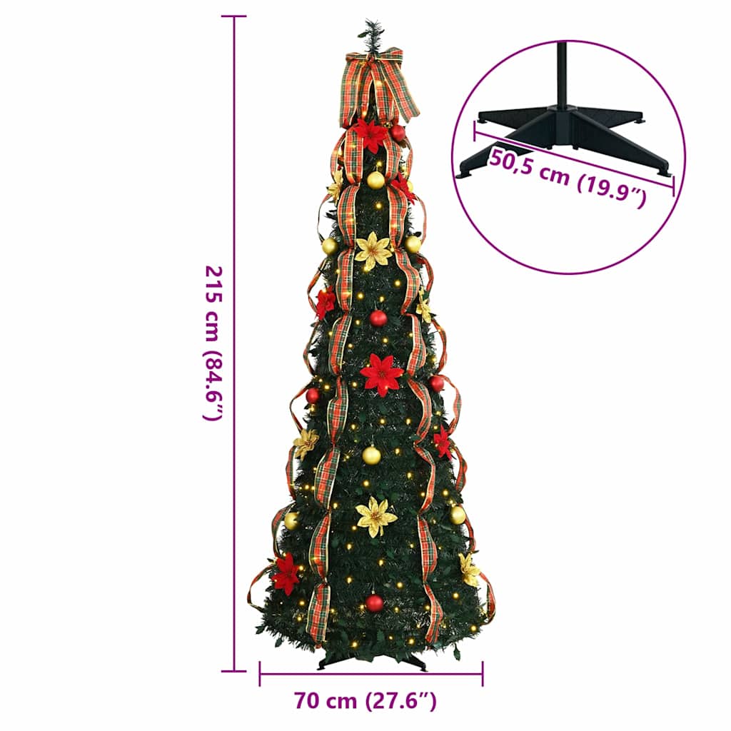 Árvore de Natal Artificial com 200 LEDs Verde 215 cm PVC